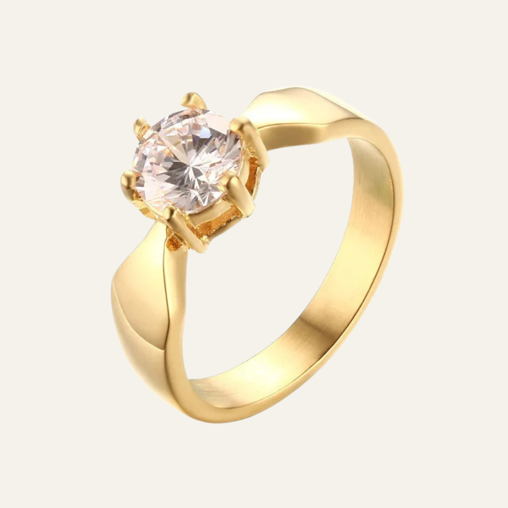 Anel Amara com Pedra Banhado em Ouro 18k