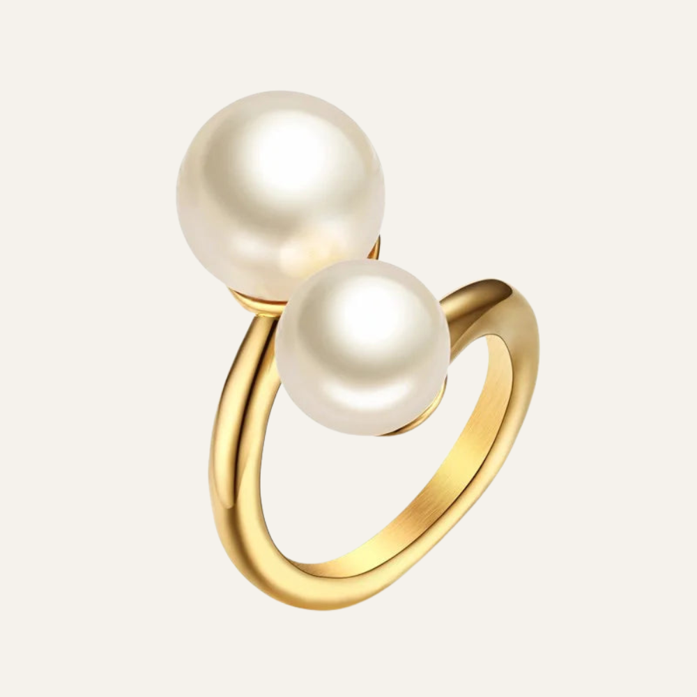 Anel Dupla Pérola Banhado em Ouro 18k