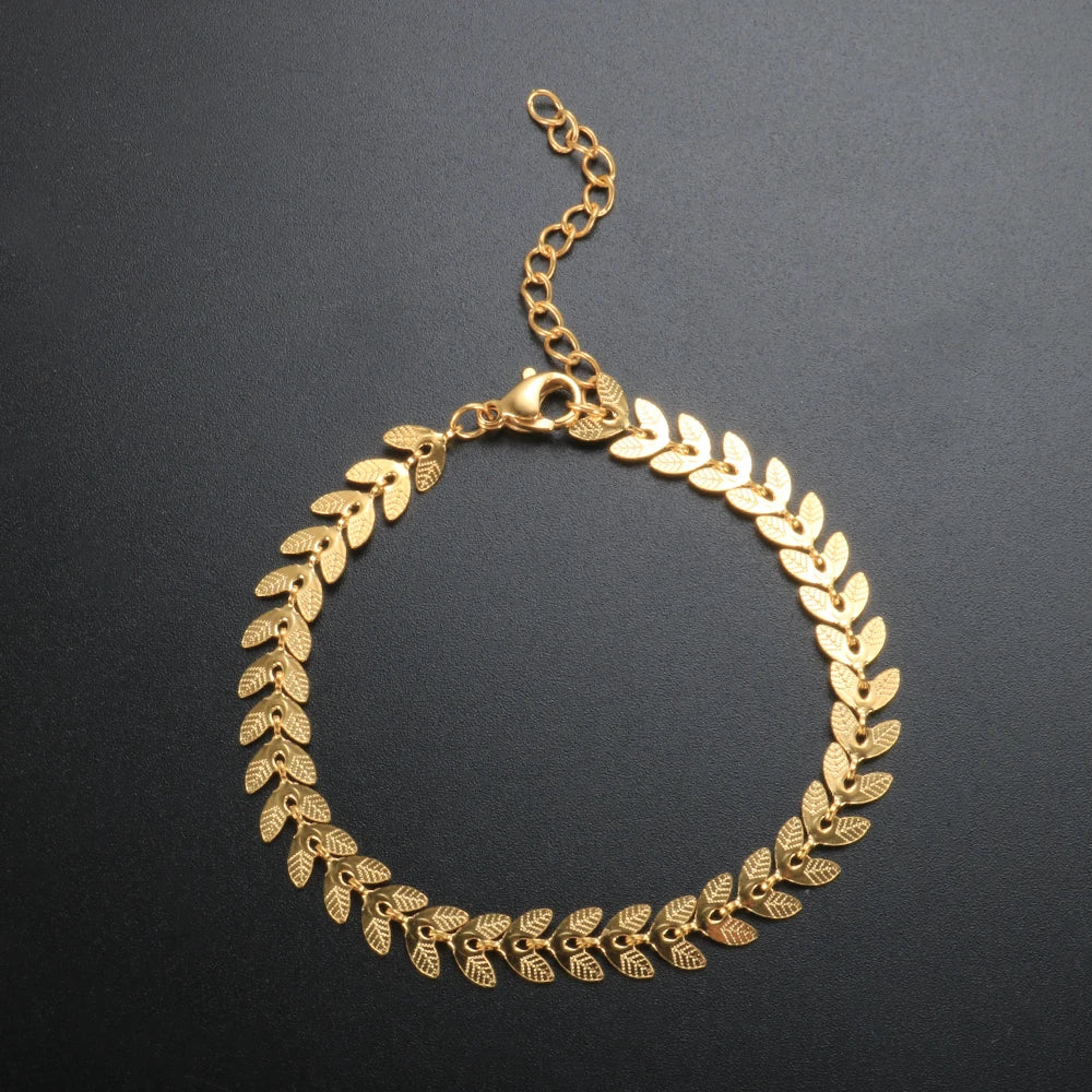 Pulseira Leaf Link Banhada em Ouro 18k