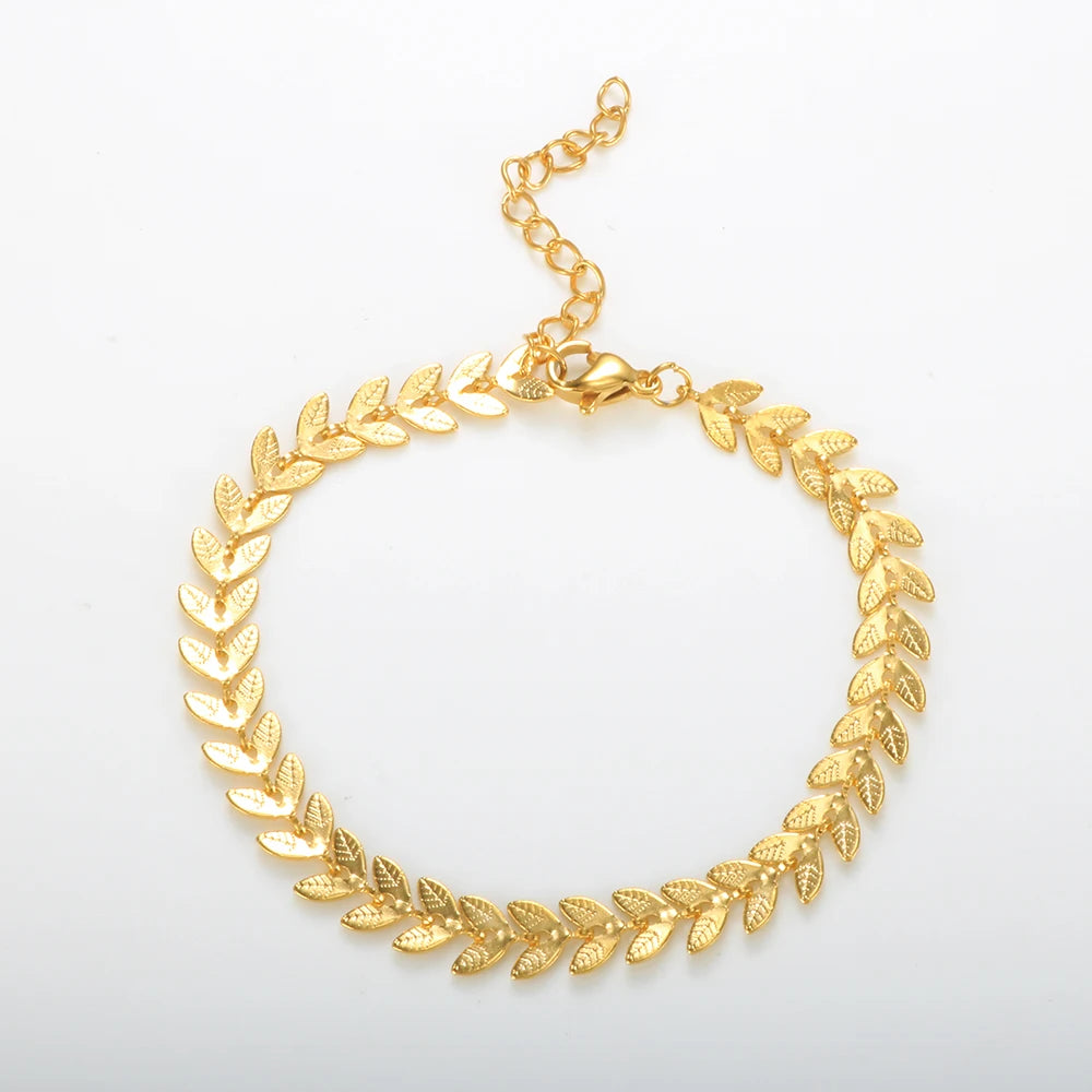 Pulseira Leaf Link Banhada em Ouro 18k