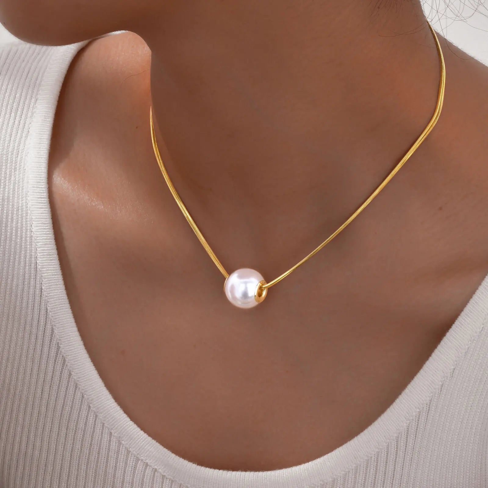 Colar Pérola Dorian Banhado em Ouro 18k