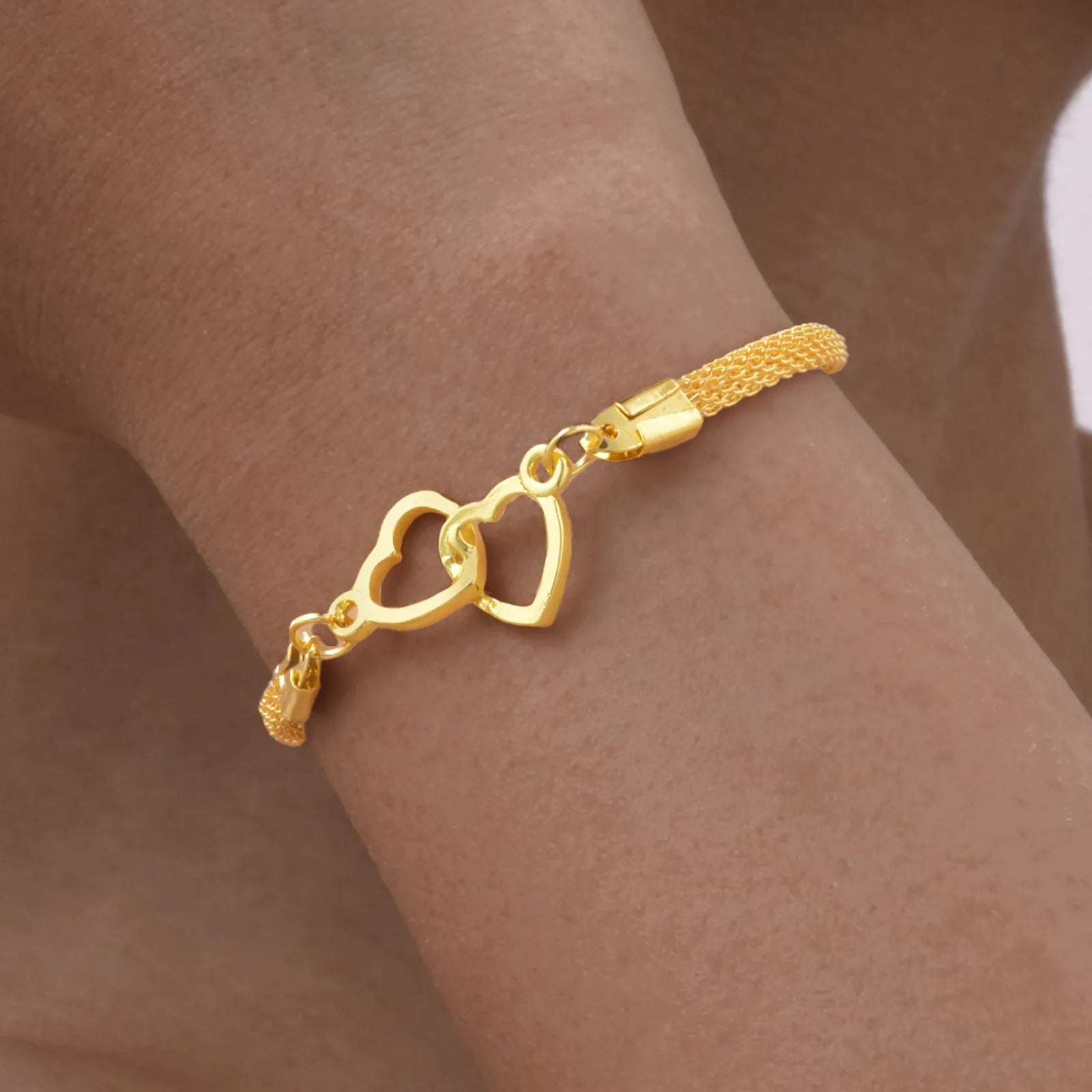 Pulseira de Elo Coração Banhado em Ouro 18k