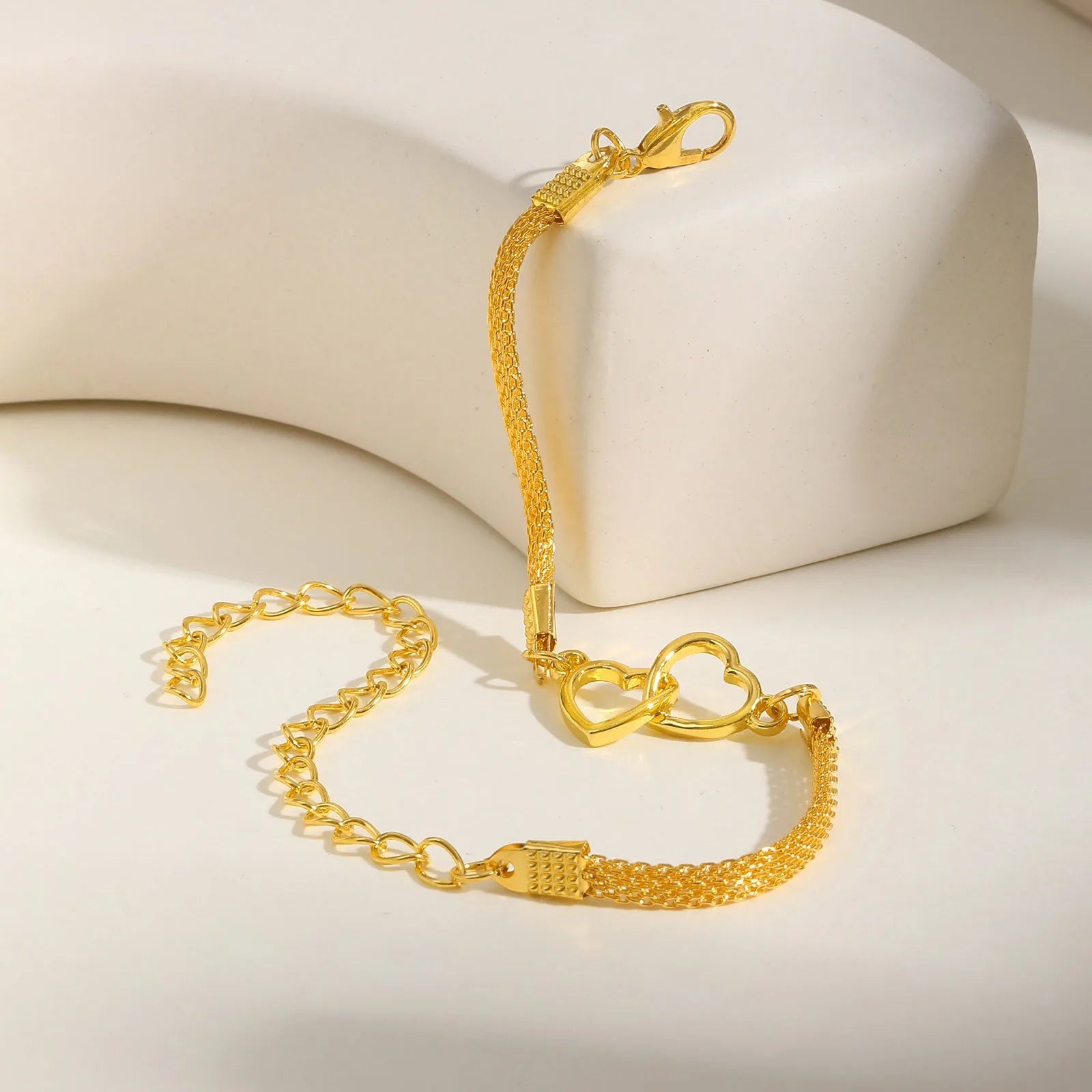 Pulseira de Elo Coração Banhado em Ouro 18k