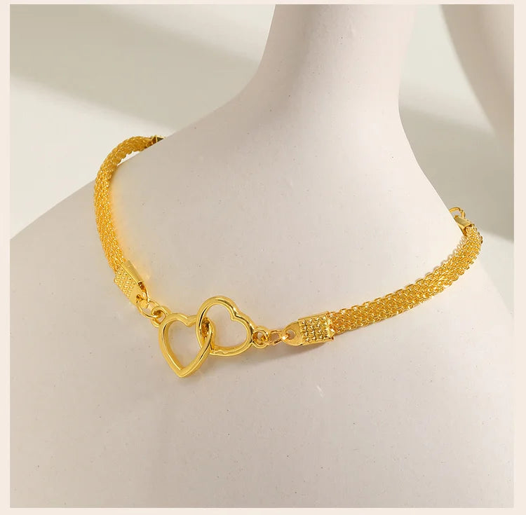 Pulseira de Elo Coração Banhado em Ouro 18k